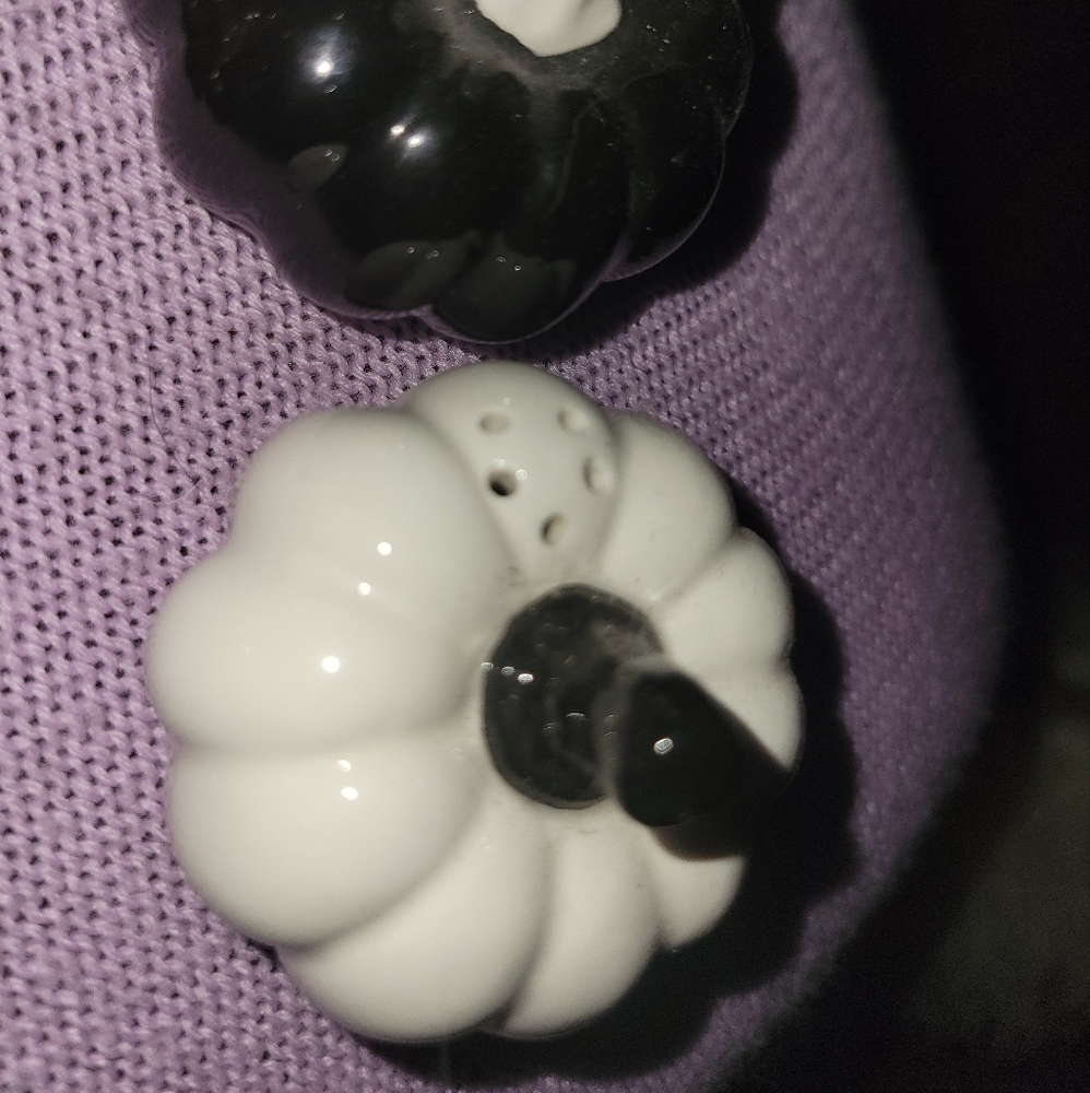 Black and White pumpkin salt and pepper shakers